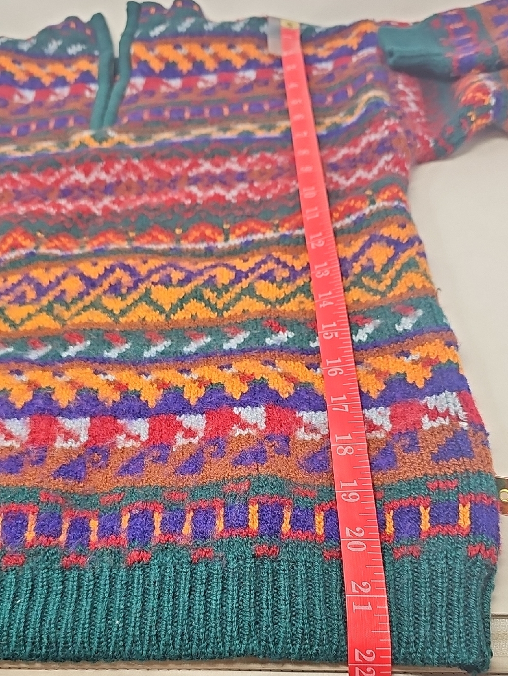 Vintage Benetton Womens XS- S Multi-Color Patterned Half-Zip Sweater - Picture 11 of 11